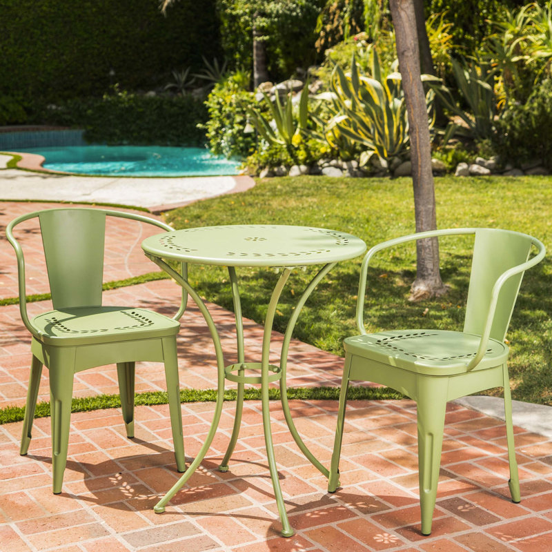 Ensemble de 3 bistro en fer, usage extérieur, eau, 29,5 po x 24,09 po x 24,09 po, 32,95 lb, Kd