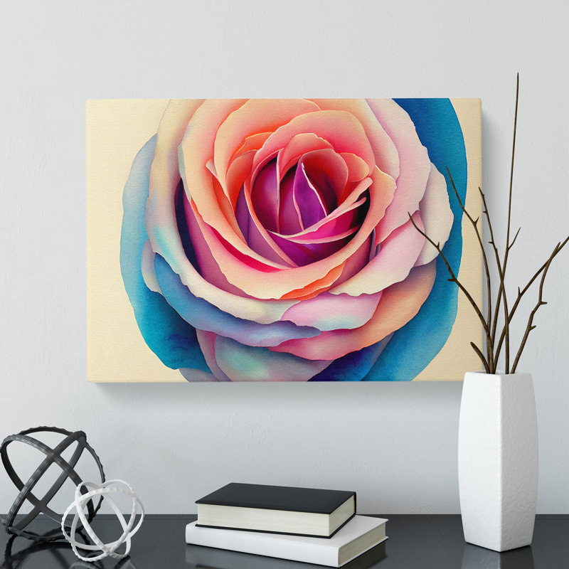 XXX-H1022-WF-10015X Watercolour Rose Flower Vol.4 - Wrapped Canvas Painting, 35cm H x 50cm W x 3cm D
