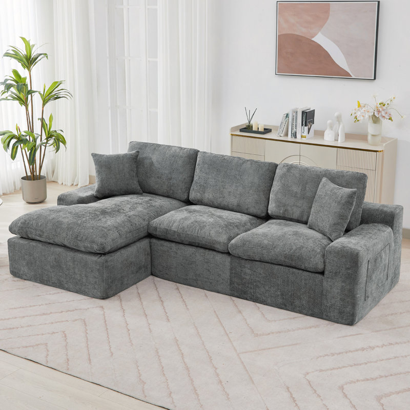 Canapé modulaire Cloud rembourré 107,9 "avec coussin double couche et poches latérales, canapé modulaire à combinaison libre