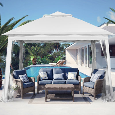 11 x 11 ft Patio Pop up Canopy with Mosquito Netting