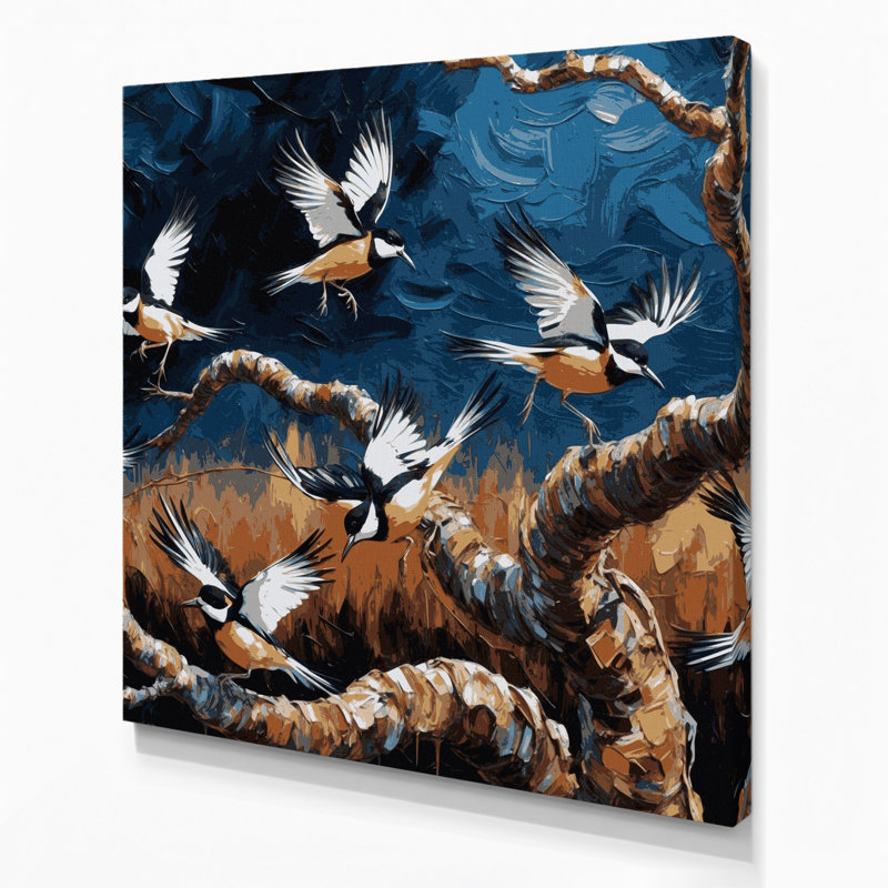 «Birds African Pied Wagtail», art mural sur toile, H 8 po x l 8 po