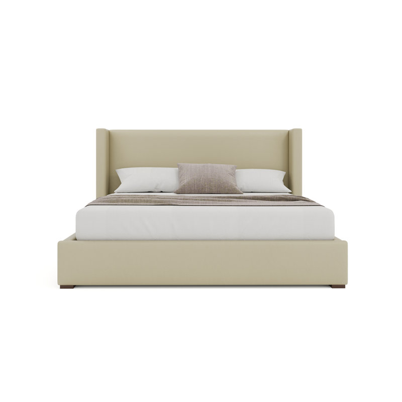 Vegan Leather Wingback Bed, Cream, California King