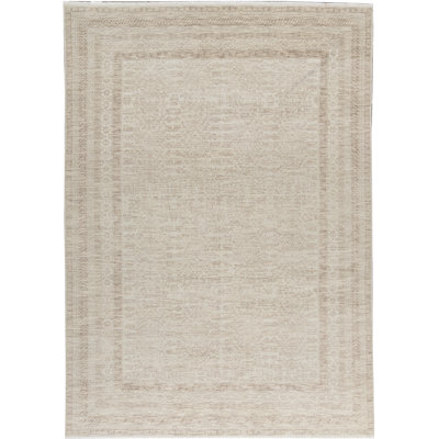 Hand-Knotted High-Quality Cream and Cream Area Rug