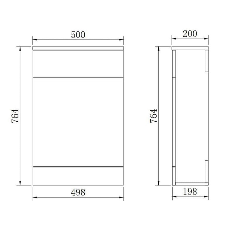 VeeBath 500x200mm Cloakroom WC, White