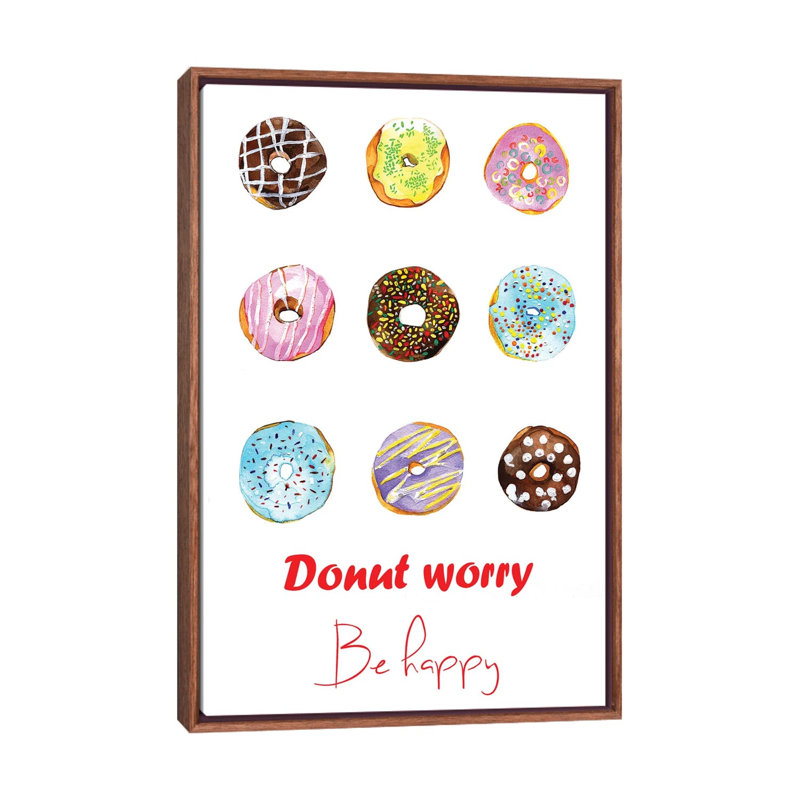 « do not inquiéter be happy »-impression sur papier, H 40 po x l 26 po x P 1,5 po, Toile avec cadre en bois classique