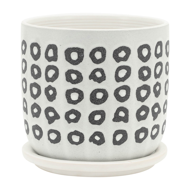 JARDINIER 5/8 "AVEC SAUCIER AZCTE, NOIR