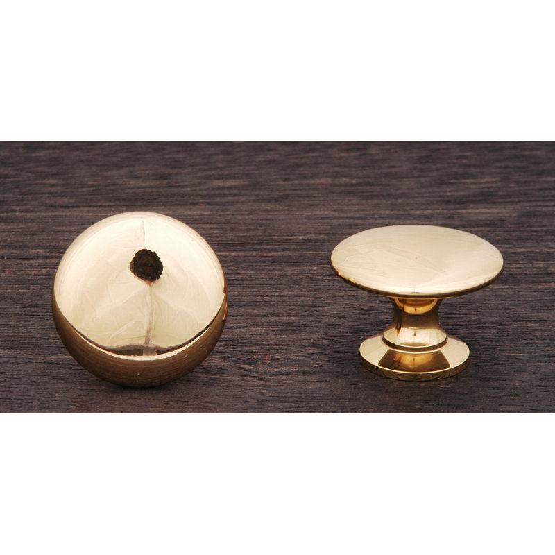 Poignée champignon 1 1/4 po Flat Face CK Series, Laiton poli