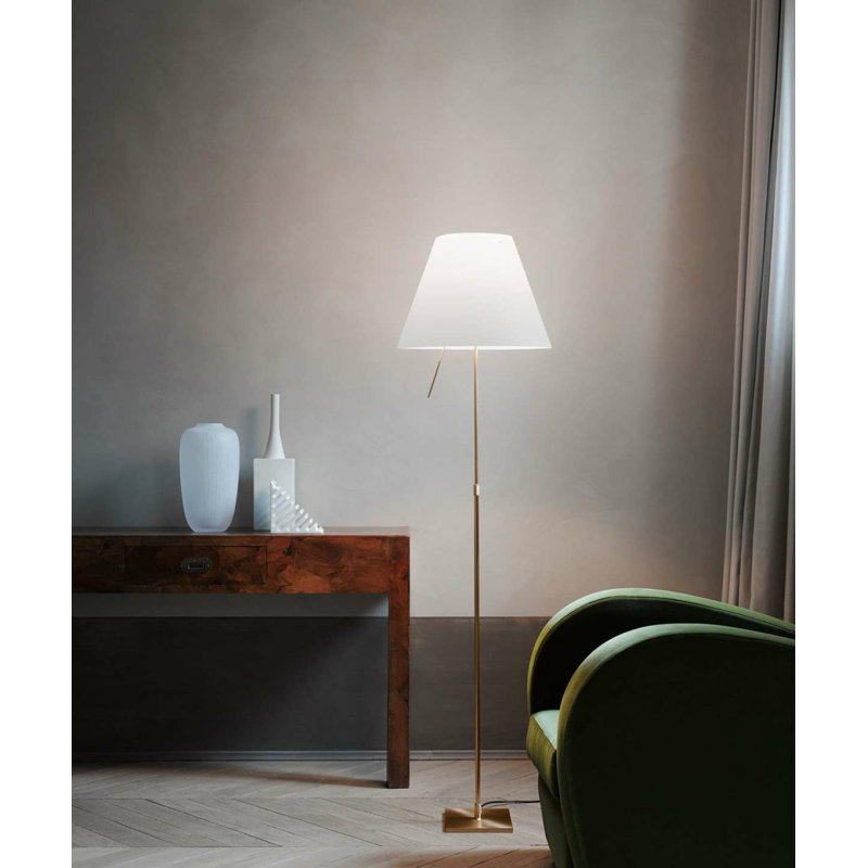 Costanza Floor Lamp with On/Off Switch, Silver, Petroleum Blue