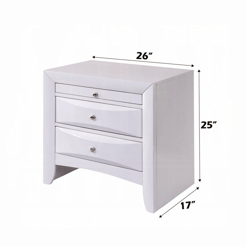 Table de chevet blanche avec 2 tiroirs et 1 plateau pour une chambre à coucher agréable et fonctionnelle