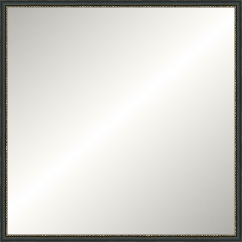 Distressed Black Old World Mirror, Medium Square
