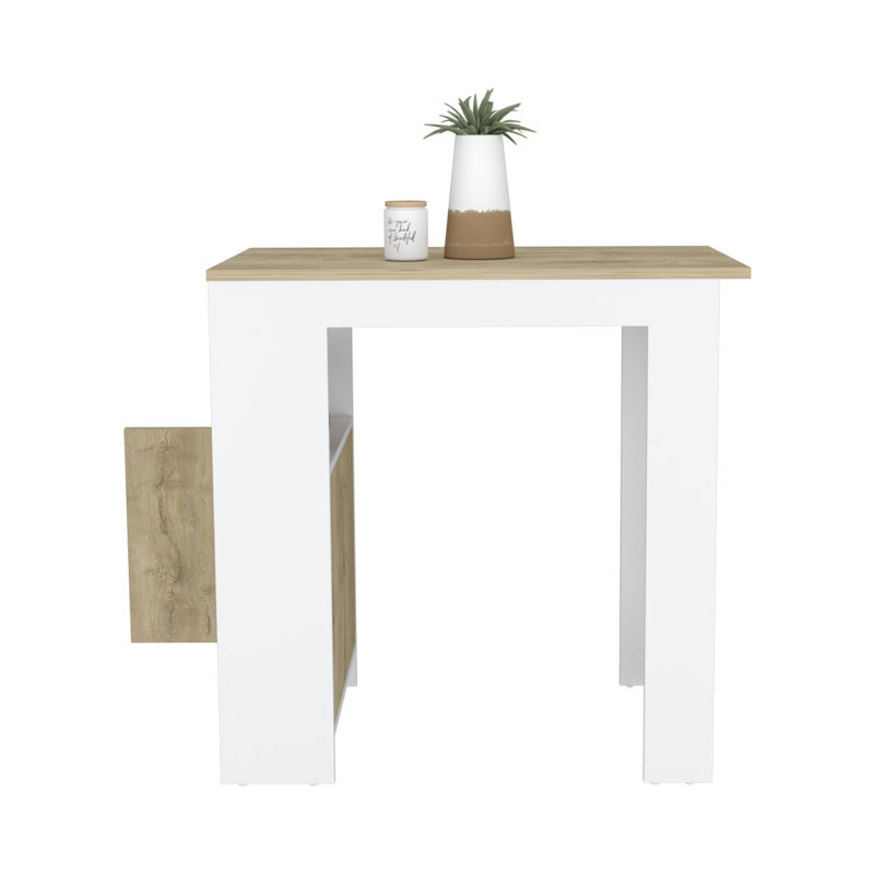 Îlot de cuisine avec système d'armoire à une porte Stirling et tablettes latérales Stirling, White/Natural