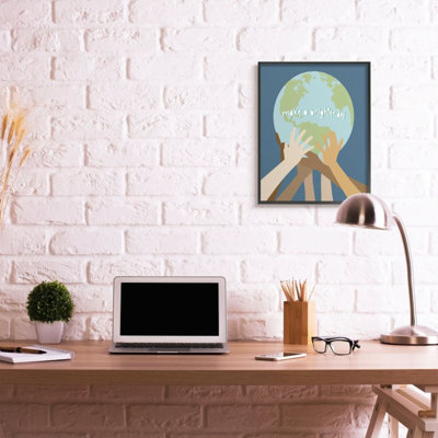 «Brighter Day Expression Diverse Hands Hold Earth» par Jen Bucheli - impression d'art graphique