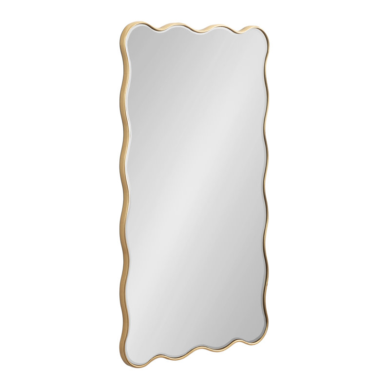 Scalloped Rectangle Bathroom Mirror, Gold, 42" x 24"