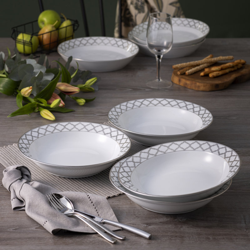 Ensemble de 4 bols à rebord Noritake Eernal Palace, 10 po, 25 oz, Platine