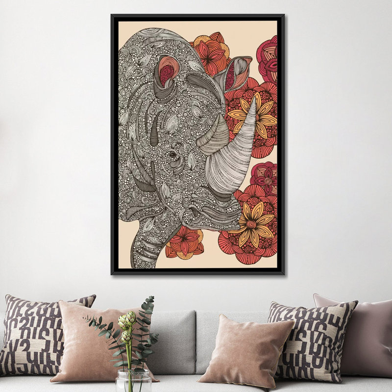 Rhino, impression sur toile tendue, H 26 po x l 18 po x P 1,5 po, Cadre noir