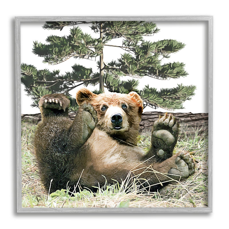 Reproduction d'art de giclée blanche, jouant des oursons dans la forêt, par Kim Curationa, H 12 po x l 12 po x P 1,5 po