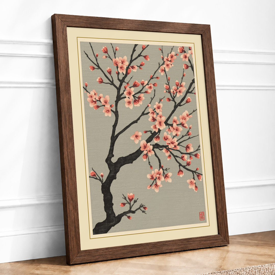 Moonlit Cherry Blossom Japandi - Framed Print