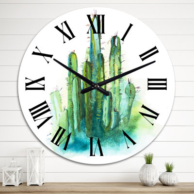 Horloge murale traditionnelle Green High Spiky Cactus