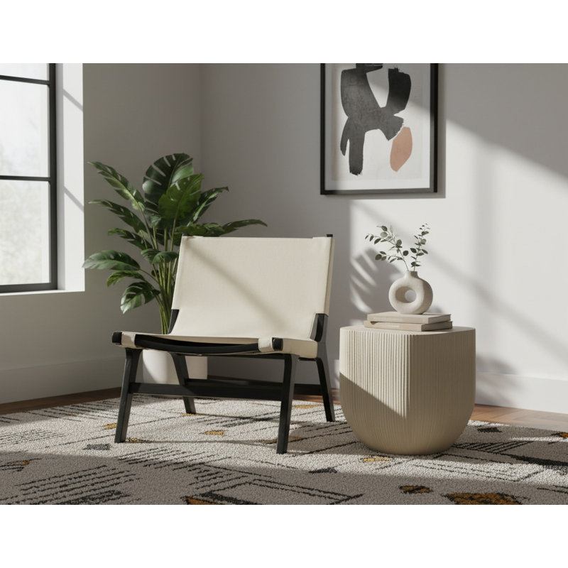 Fauteuil d'appoint en cuir Rawlins, Cuir crème végétalien, Noir