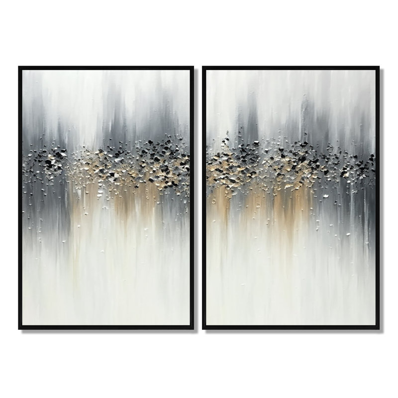 Corel - Large Abstract, reproduction d'art sur toile, 36" H x 48" W, Impression encadrée flottante, Black