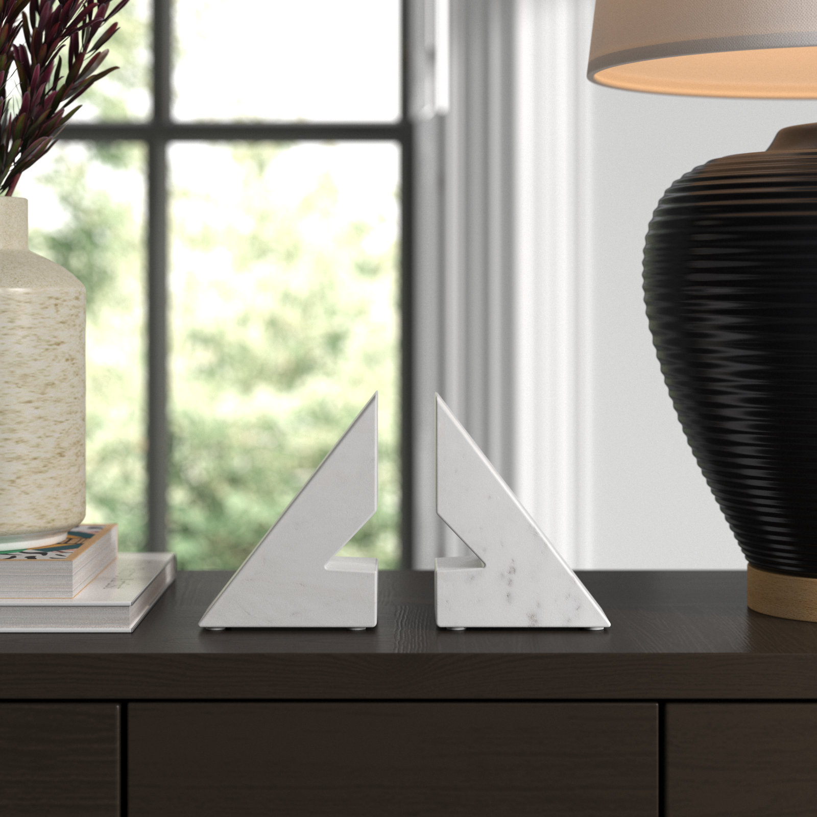 Marble Triangle Bookends