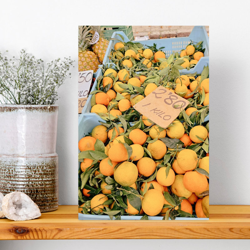 «Fresh Market Oranges Organic Vibrant Contemporary Autumn Fruit», impression murale, H 18 po x l 12 po