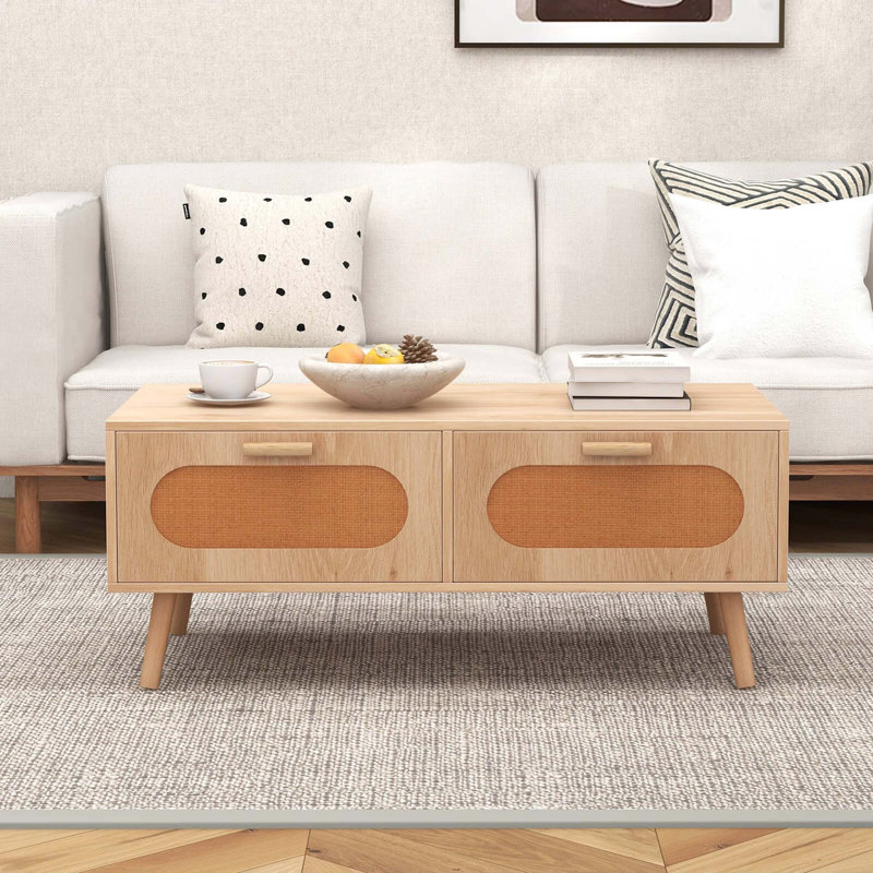 Table basse Mid-Century moderne avec 2 tiroirs de rangement