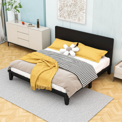 Base de lit plateforme en bois avec tête de lit