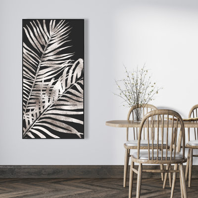 Tropical Gold Leaves - Botanical Canvas Art for Bedroom Decor