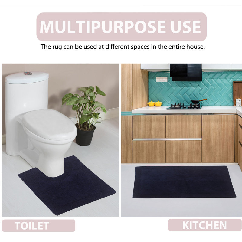 Navy Cotton Reversible Luxury Bath Rug 24" x 40"