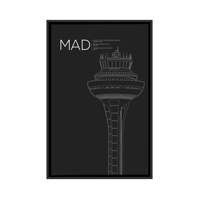 «Mad Tower, Madrid, Espagne» par 08, impression sur toile, H 26 po x l 18 po x P 1,5 po, Toile avec cadre noir, Aucun mat