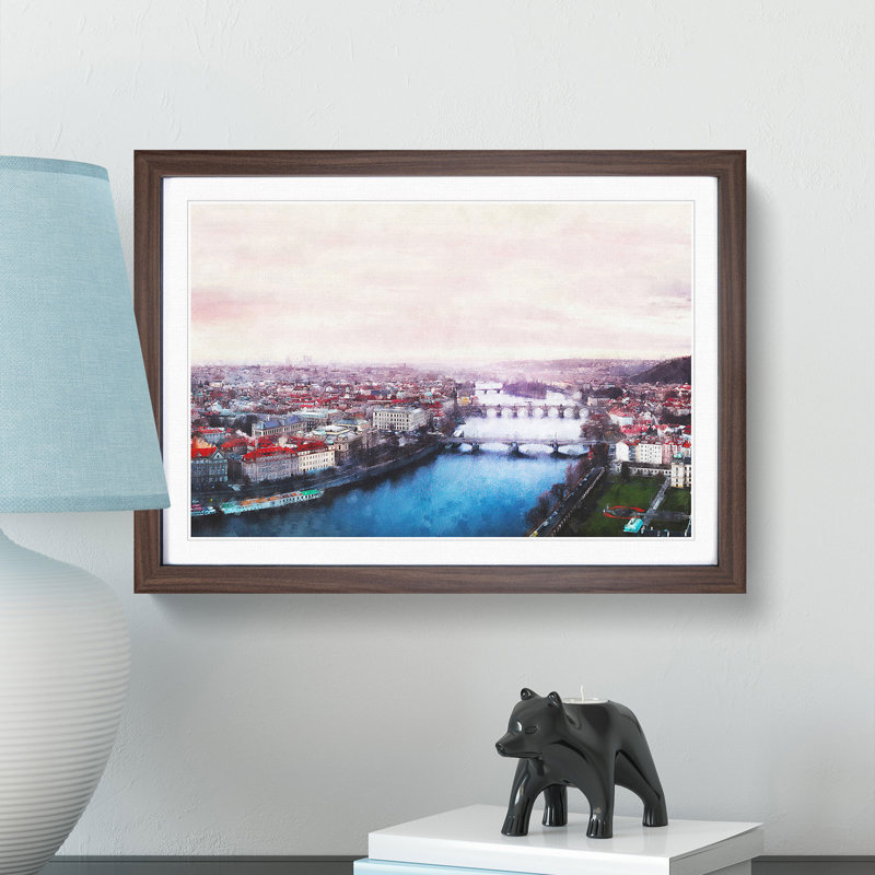 Prague Czech Republic Skyline - Framed Print, Walnut Framed, 24cm H x 33cm W x 2cm D
