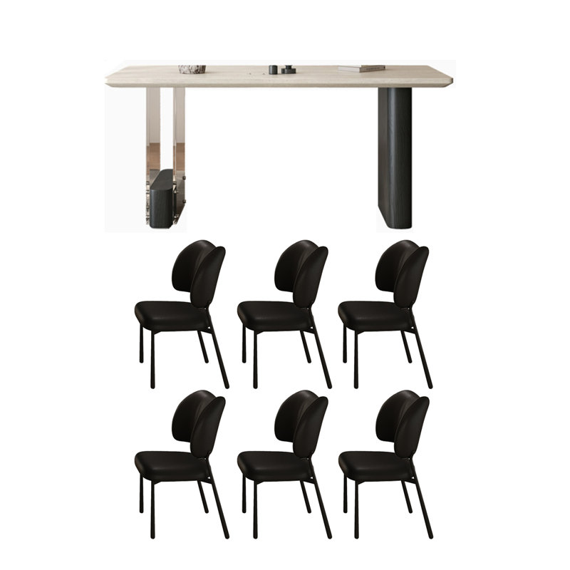 Retro-style rectangular dining table set, 29.52"H x 55.11"L x 31.49"W