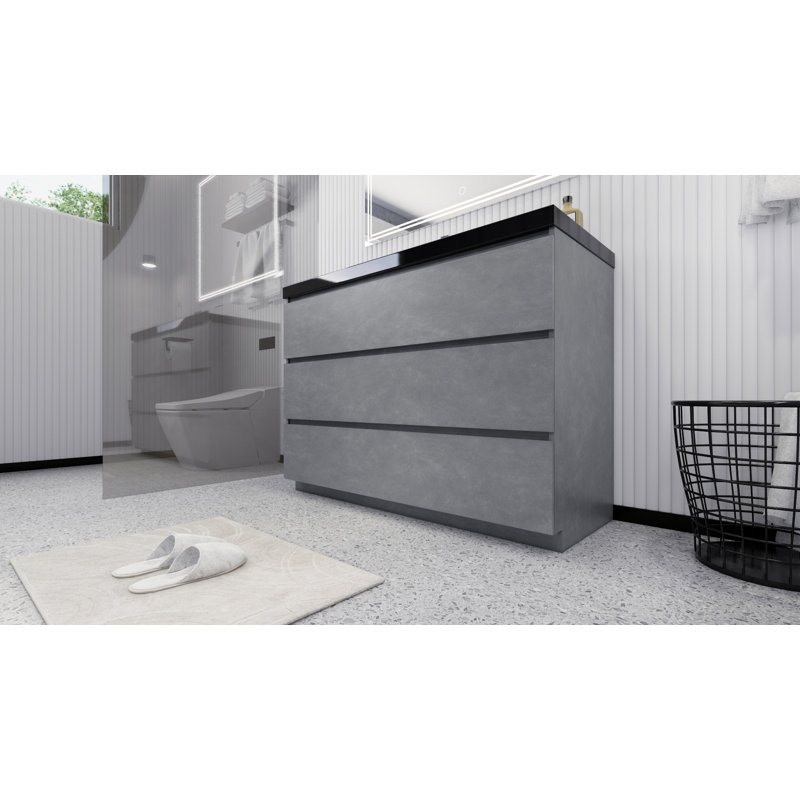 Santrice 47'' Single Bathroom Vanity with Acrylic Top, Cement Gray