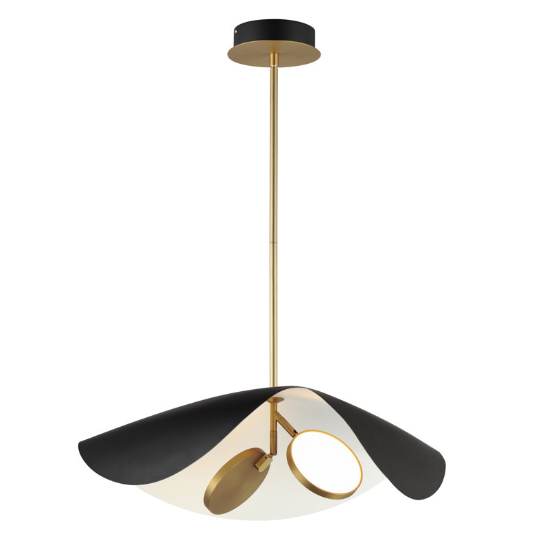 Luminaire suspendu 2 lumières Hinton, Noir / doré