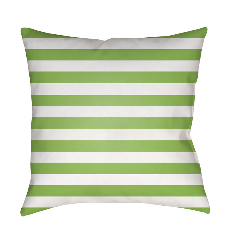  Stripe Indoor/Outdoor Throw Pillow, 18" H x 18" W x 3.5" D, Green