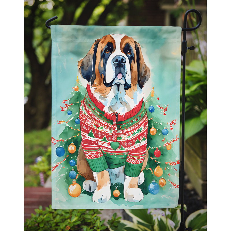 Drapeau de Noël Saint-Bernard, H 15,5 po x l 11,25 po
