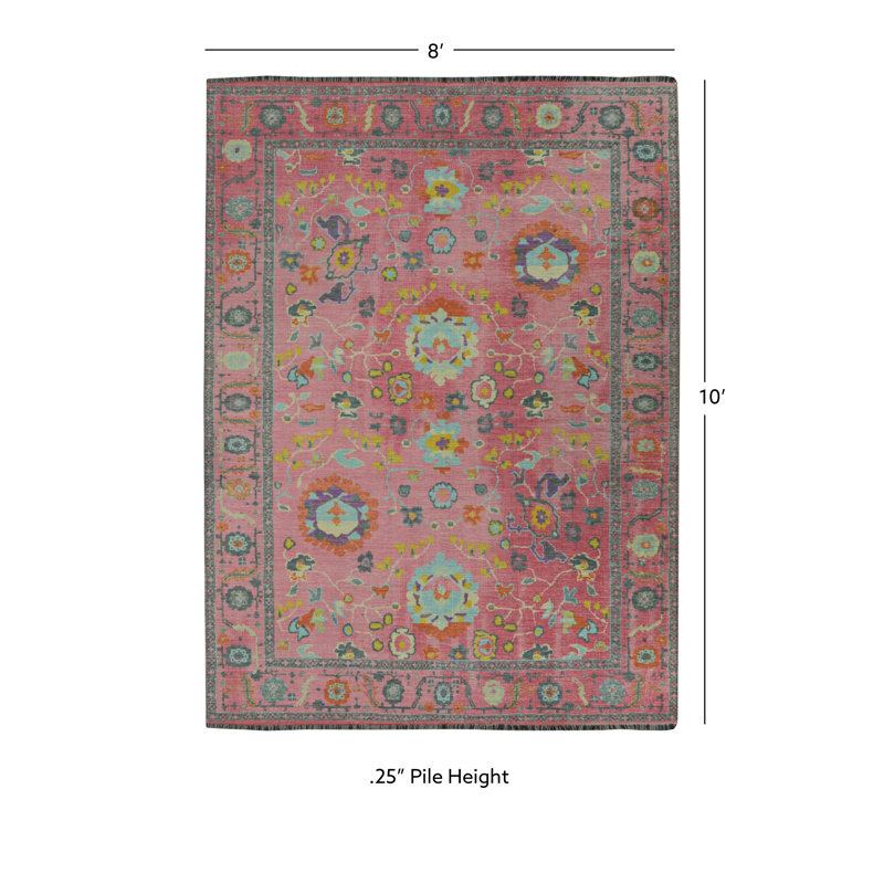 Laurel Aydin Machine Woven Polyester No Pattern Area Rug in Pink, Rectangle 8' x 10'
