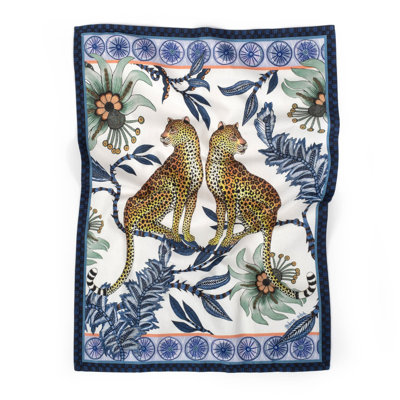 Ardmore 'Lovebird Leopards' Cotton Tea Towel