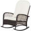 Chaise berçante, coussin imperméable, chaise berçante d'extérieur à coussin souple blanc crème pour le jardin, conception rustique, cour arrière