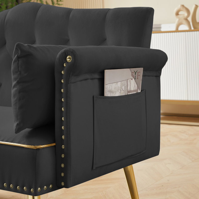 Canapé moderne à 2 places en velours avec un design capitonné et des pieds en métal durables pour le confort et le style