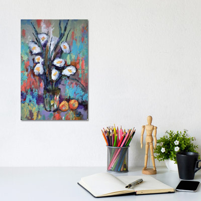 Gladiolas And Peaches by Kip Decker - Wrapped Canvas Painting