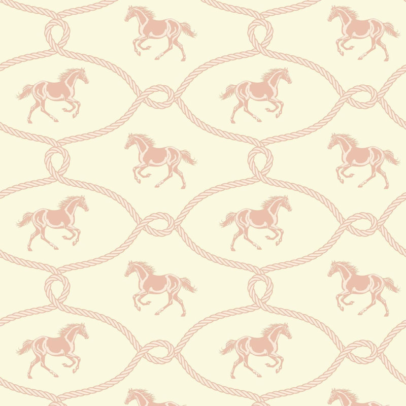 Papier peint Rider's Knot - Seafoam Blush, Écume de mer / rosé, Toile de ramie synthétique