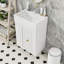 Meuble-lavabo de salle de bain avec lavabo en céramique, tablette latérale et tiroir de rangement-2082252377