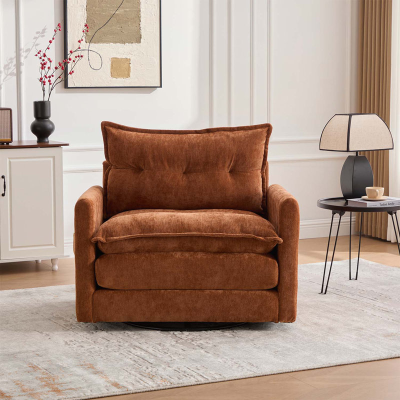 Fauteuil demi-tonneau pivotant de style Mid-Century moderne, Brun