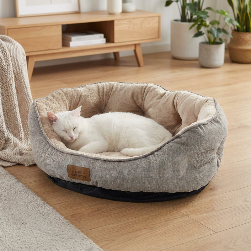 Pet Bed, 27.6" D x 31.5" W, Beige