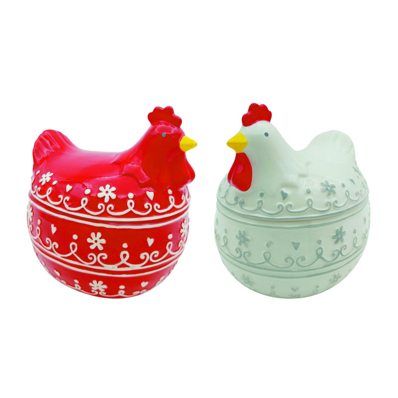 Small Ceramic Patterned Chicken Container w/Lid Home Decorations Spring, 218.14 qt.