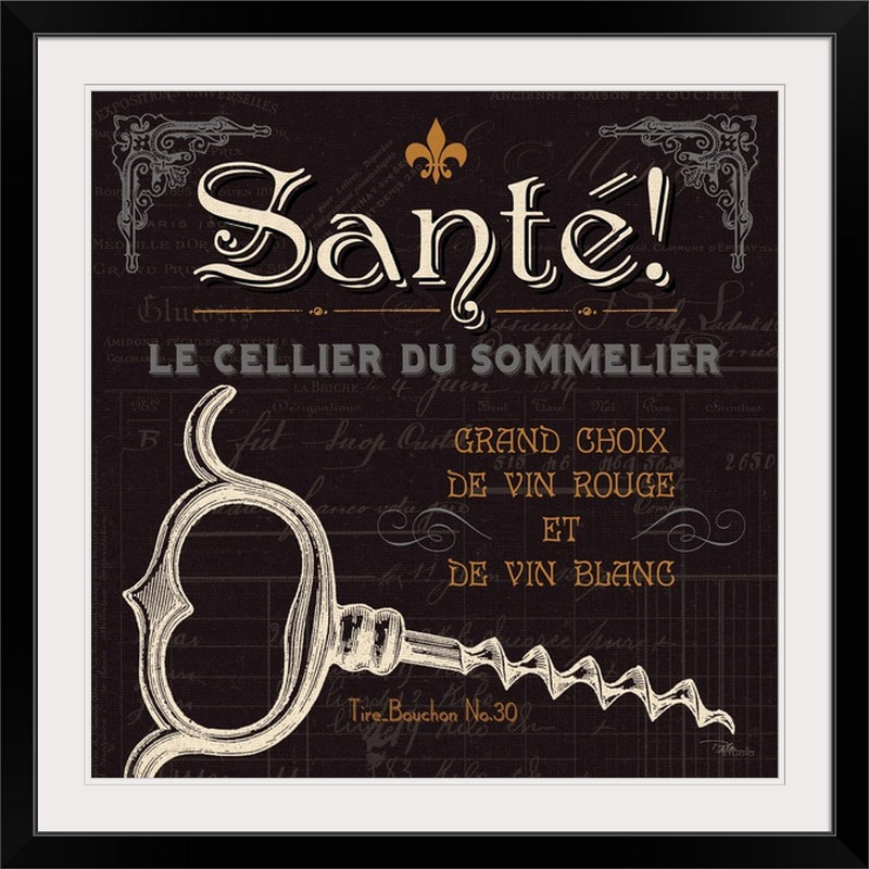 « v rétro » Flavors of France, H 20" x l 20" x P 1", Cadre noir