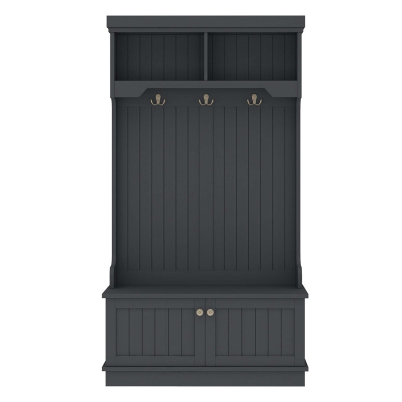 Multifunctional Hall Tree with Storage Shoe Bench, Ideal for Organizing Entryway and Hallway, Featuring Hooks and Display Shelves