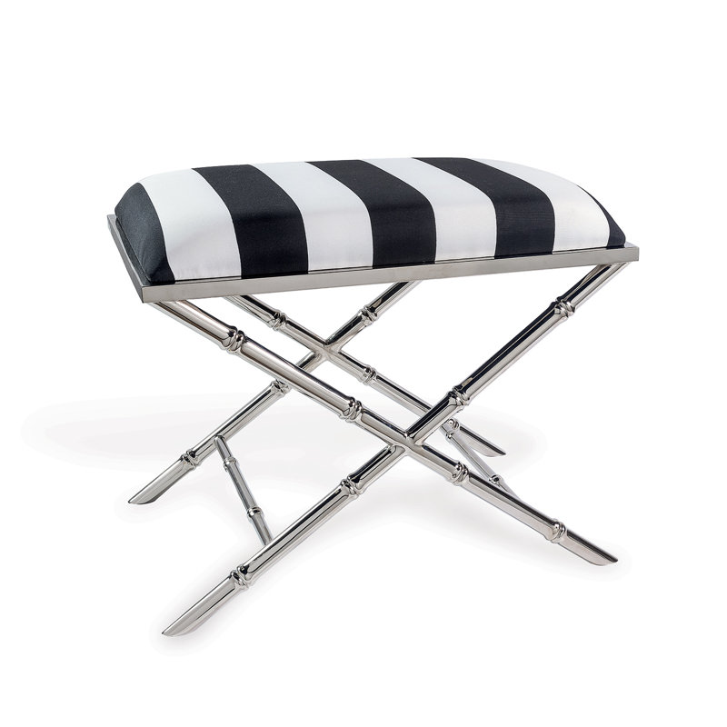 Lauderdale Brass Black Stripe Bench, Polished Nickel